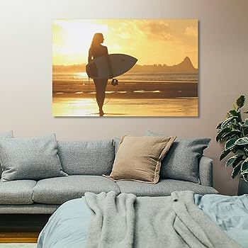 Amazon.co.jp: サーフィン サーフ 女性 ビーチ 海 写真 フォト